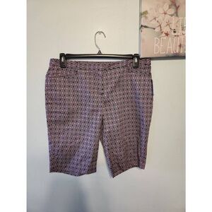 NWT Laundry by Shelli Segal Size 12 Purple Orchid Geometric Bermuda Shorts